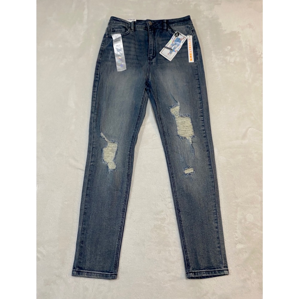 Tinseltown High Rise Mom Jeans Distressed Medium Wash Size 9/29 RSB028774